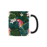 Parrot Palm tree leaves flower hibiscus pattern Morphing Mug Heat Changing Mug