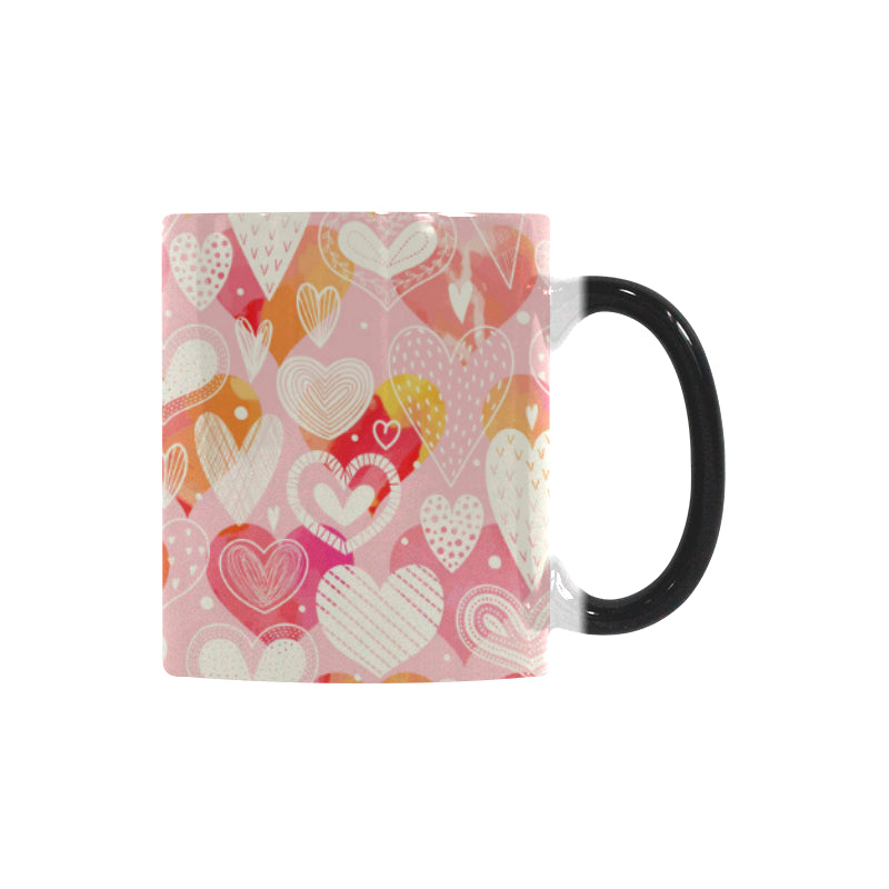 Hand drawn heart design pattern Morphing Mug Heat Changing Mug