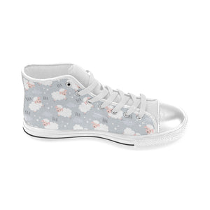 Sweet dreams sheep pattern Women's High Top Canvas Shoes White