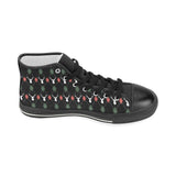 Deer Christmas new year pattern argyle Women's High Top Canvas Shoes Black