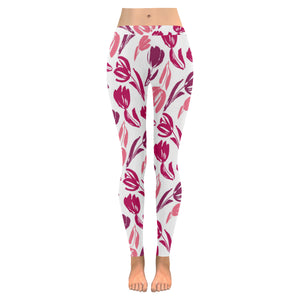 pink sketch tulip pattern Women's Legging Fulfilled In US