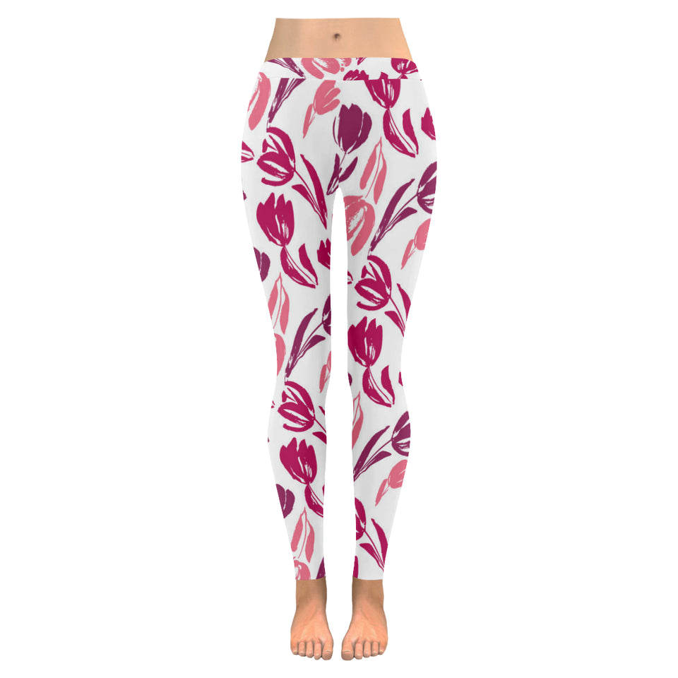 pink sketch tulip pattern Women's Legging Fulfilled In US