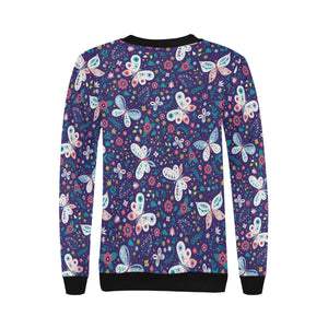 Colorful butterfly flower pattern.eps Women's Crew Neck Sweatshirt