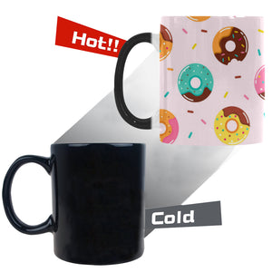 Donut pattern glaze pink background Morphing Mug Heat Changing Mug