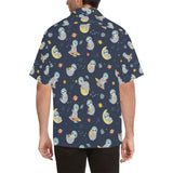 Cute sloth astronaut star planet rocket pattern Men's All Over Print Hawaiian Shirt