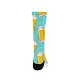 Beer pattern green background Crew Socks
