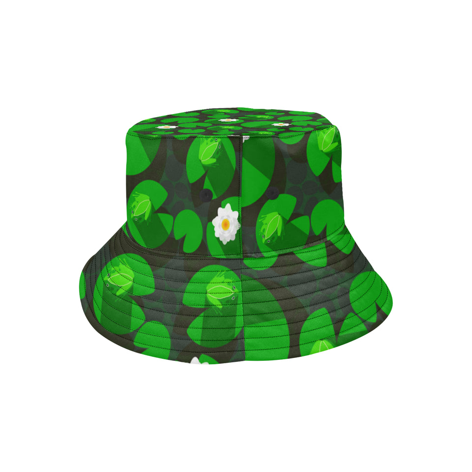 Frog waterlily pattern Unisex Bucket Hat