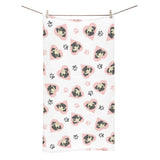 Cute pugs pink heart paw pattern Bath Towel