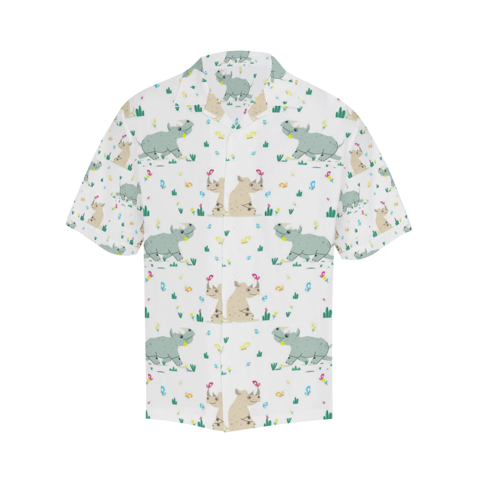 Cute Rhino pattern Men's All Over Print Hawaiian Shirt