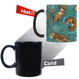 cute brown sea otters ornamental seaweed corals gr Morphing Mug Heat Changing Mug