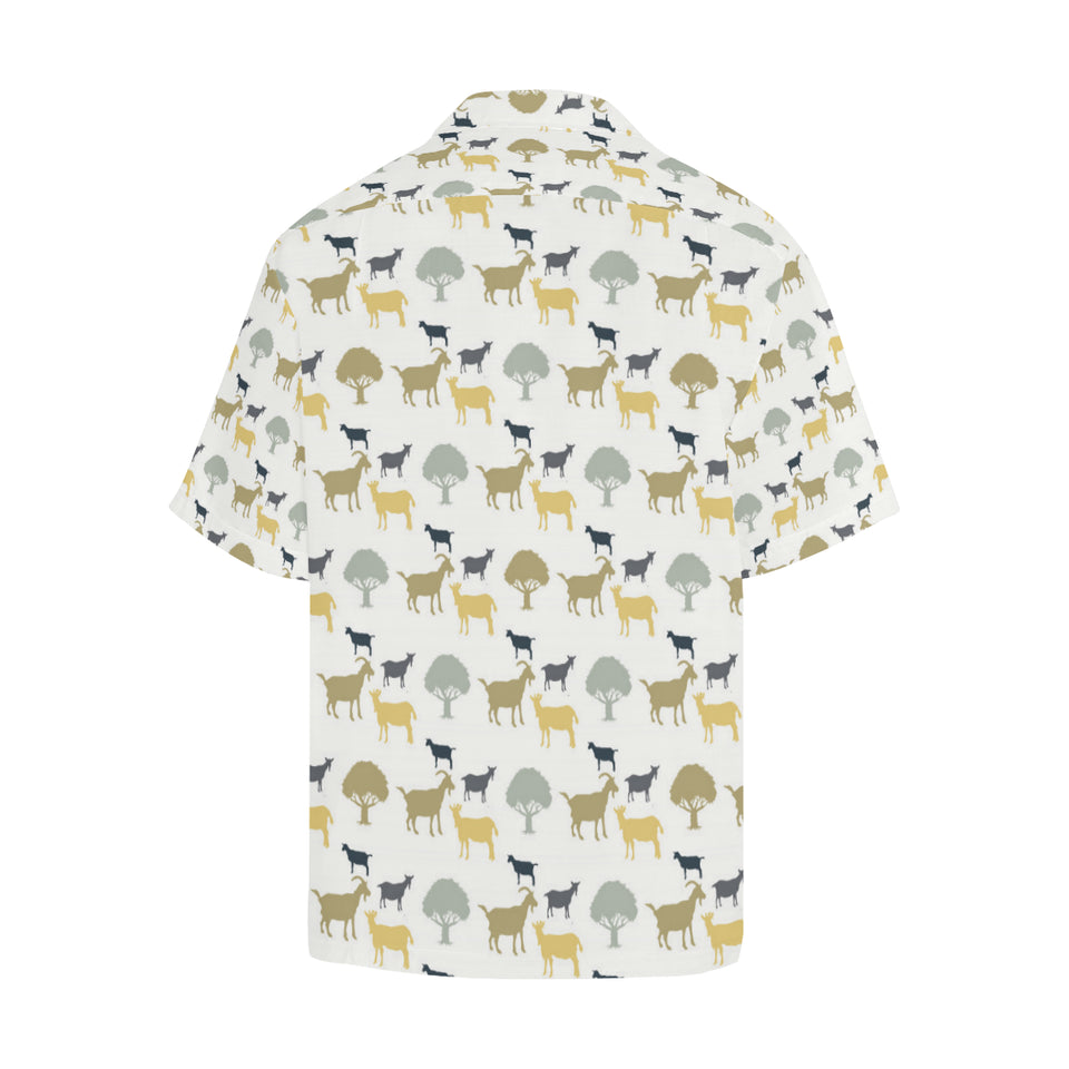 Silhouettes of goat and tree pattern Men's All Over Print Hawaiian Shirt