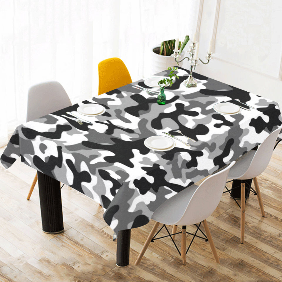Black white camouflage pattern Tablecloth