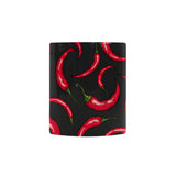 Chili peppers pattern black background Classical White Mug (Fulfilled In US)