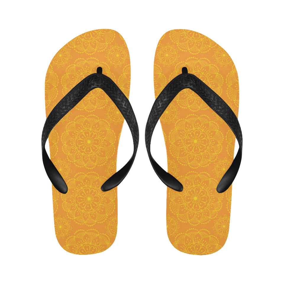 Orange traditional indian element pattern Unisex Flip Flops