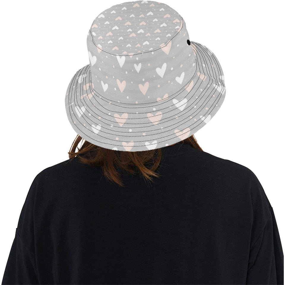 Heart pattern gray background Unisex Bucket Hat