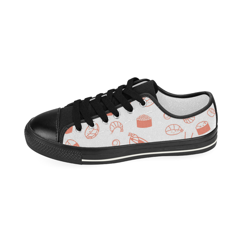 Sushi pattern Women's Low Top Canvas Shoes Black