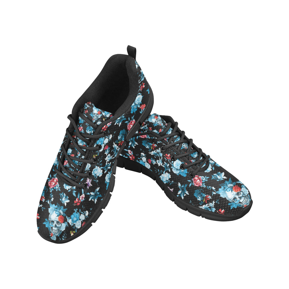 Skull flower roses leave pattern Men's Sneaker Shoes