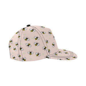 Cute bee flower pattern pink background All Over Print Snapback Cap