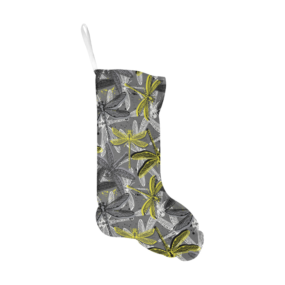 Hand drawn dragonfly pattern Christmas Stocking