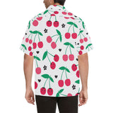 cherry pattern white background Men's All Over Print Hawaiian Shirt