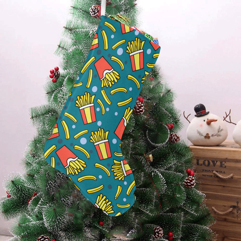 French fries red paper box pattern Christmas Stocking