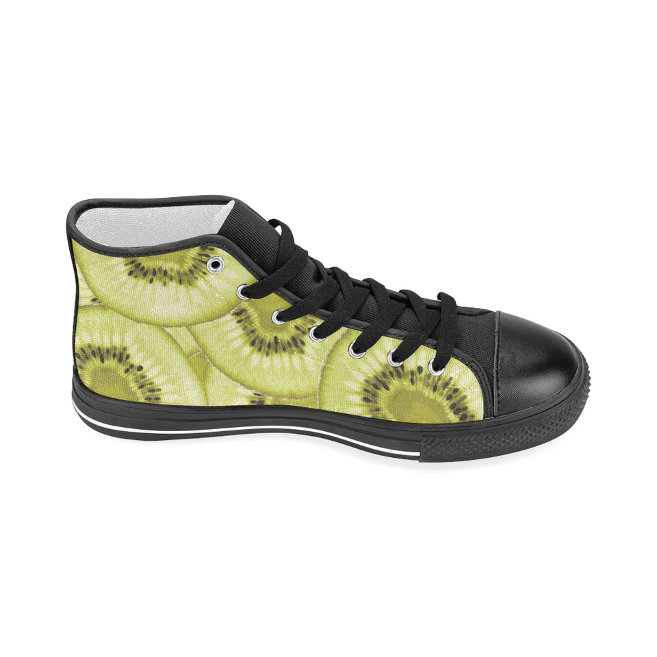 Sliced kiwi pattern Women's High Top Canvas Shoes Black