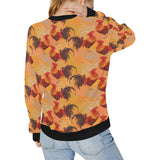 red rooster chicken cock pattern Women's Crew Neck Sweatshirt