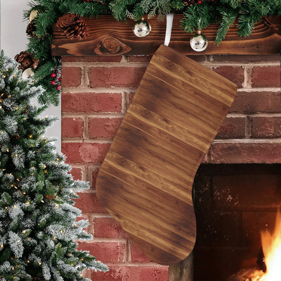 Wood Printed Pattern Print Design 04 Christmas Stocking