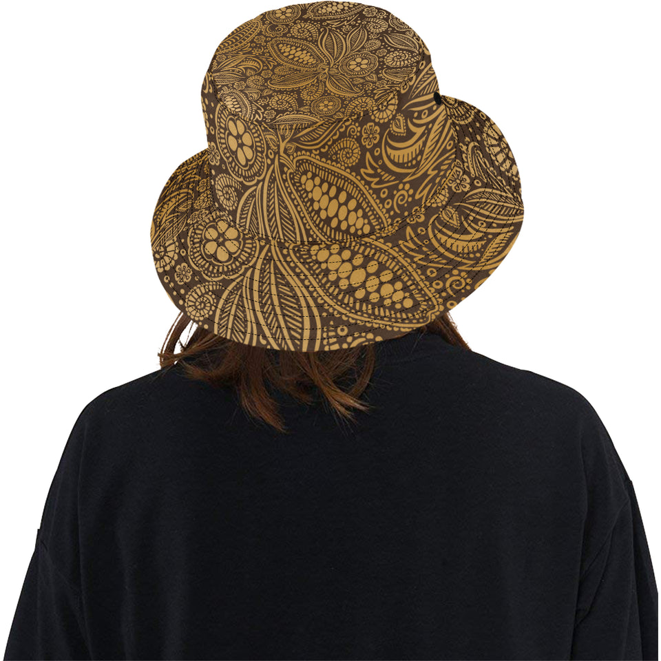 cacao beans tribal polynesian pattern background Unisex Bucket Hat