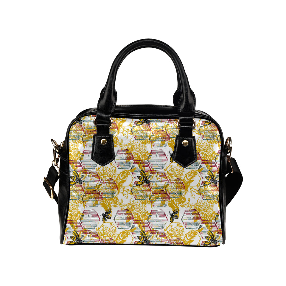 Cool Bee honeycomb leaves pattern Shoulder Handbag