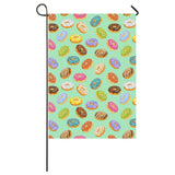 Colorful donut pattern green background House Flag Garden Flag