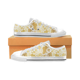 Gold grape pattern Men's Low Top Shoes White