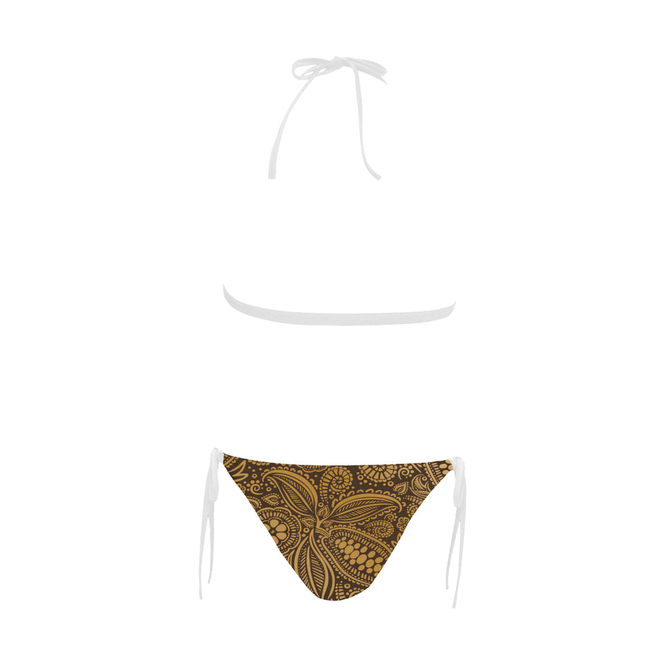 cacao beans tribal polynesian pattern background Sexy Bikinis Two-Piece Swimsuits