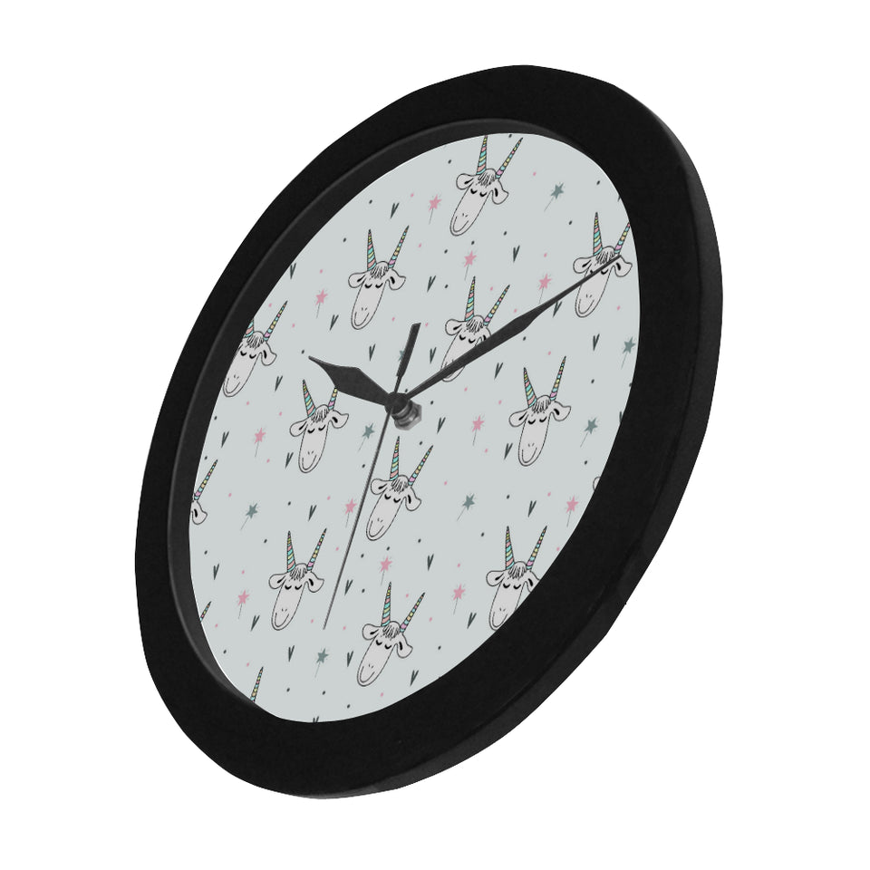 Cute goat design pattern Elegant Black Wall Clock