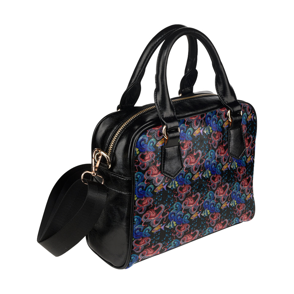 Octopus sea wave tropical fishe pattern Shoulder Handbag