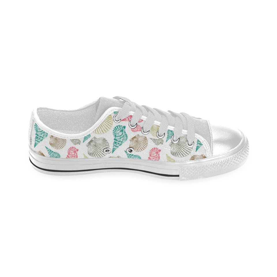 Colorful shell pattern Men's Low Top Shoes White