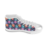 Pineapples pattern zigzag background Women's High Top Canvas Shoes White