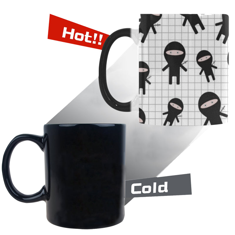Ninja pattern plaid background Morphing Mug Heat Changing Mug