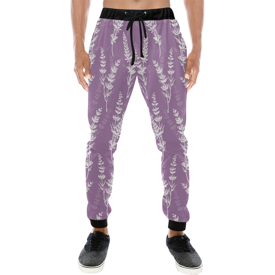 Lavender flowers purple pattern Unisex Casual Sweatpants