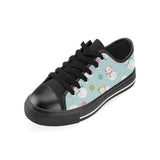 Cute snowman snowflake pattern Men's Low Top Canvas Shoes Black