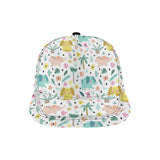 Cute elephants palm tree flower butterfly pattern All Over Print Snapback Cap