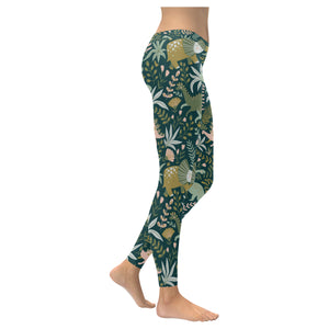 dinosaurs tropical leaves flower pattern Women's Legging Fulfilled In US