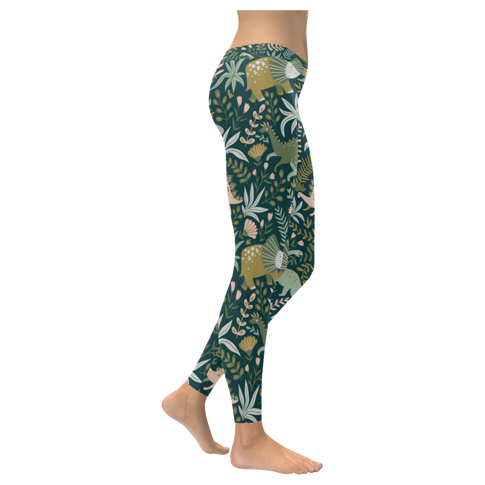 dinosaurs tropical leaves flower pattern Women's Legging Fulfilled In US