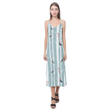 Crows christmas hat scarf V-Neck Open Fork Long Dress