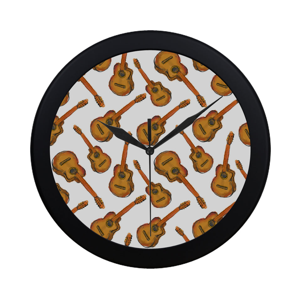 Paint Guitar Pattern Elegant Black Wall Clock