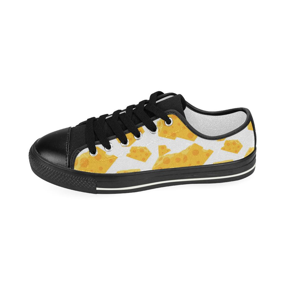 Cheese slice pattern Kids' Boys' Girls' Low Top Canvas Shoes Black