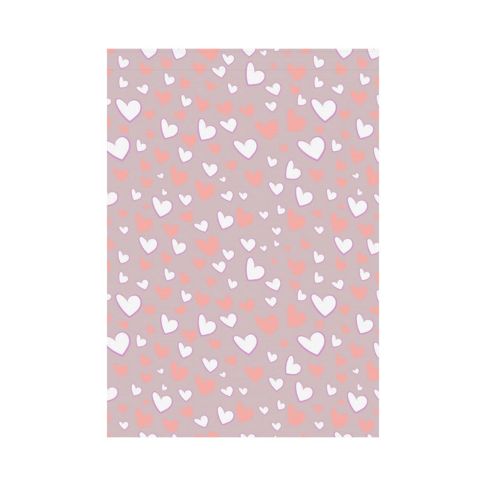 coral white heart pattern House Flag Garden Flag