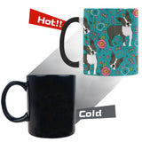 Boston terrier beautiful flower pattern Morphing Mug Heat Changing Mug