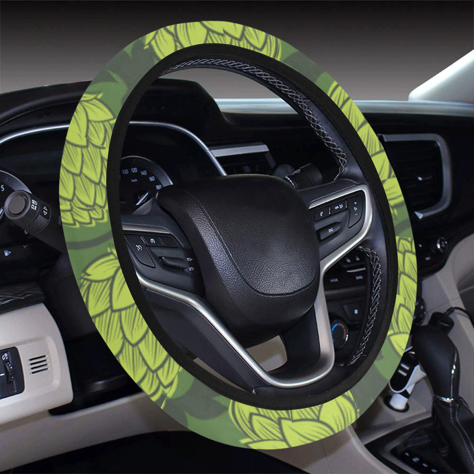 Hop pattern Hop cone background Car Steering Wheel Cover