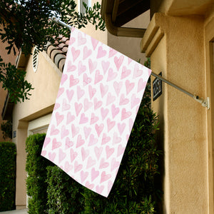 Watercolor pink heart pattern House Flag Garden Flag